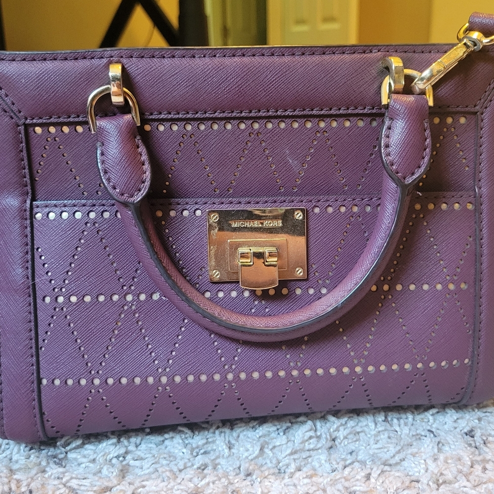 Michael Kors Tina Small Satchel Plum - Picture 2 of 3
